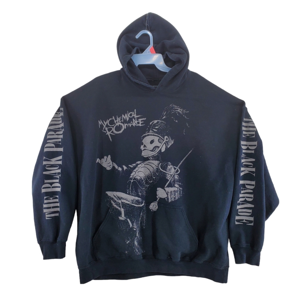 My Chemical Romance Hoodie Sweatshirt Mens 2XL Fleece Band Skeleton Black Parade - Picture 8 of 9